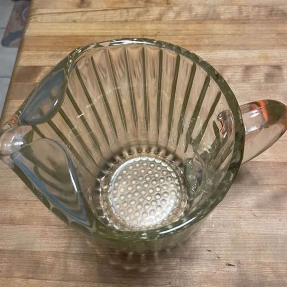 Vintage Clear Ribbed Glass Pitcher - Picture 2 of 5